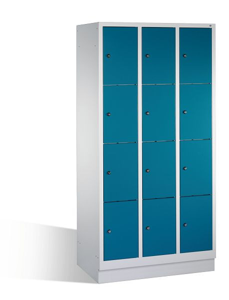 C+P Schließfachschrank Evolo, H1800xB900xT500mm, Farbe: Verkehrsweiß / Dekor Sen-Esche, 48020-304 S10175