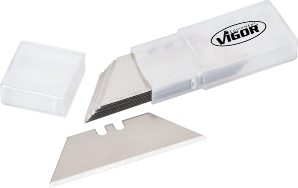 VIGOR Trapez-Ersatzklingen, Anzahl Werkzeuge: 10, durch Trapezform 2-fach verwendbar, für Universalmesser V1345, V7099, V1446