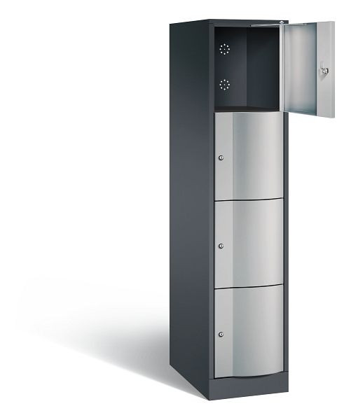 C+P XL-Schließfachschrank Resisto, H1950xB396xT640mm, Farbe: Schwarzgrau / Weißaluminium, 8470-173 S10008