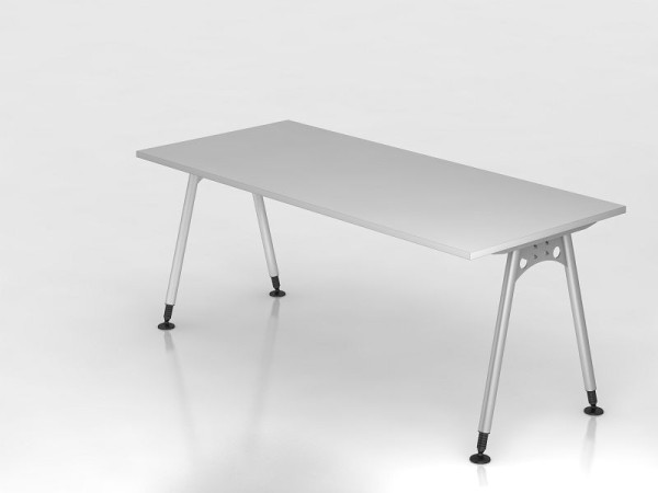 Hammerbacher Schreibtisch A-Fuß 180x80cm Grau, Rechteckform, VAS19/5/S