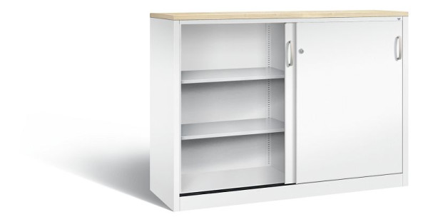 C+P Sideboard mit Schiebetüren Acurado, H1200xB1600xT500mm, Farbe: Verkehrsweiß, Bügelgriff, 3 OH, 2157-1200 S10387