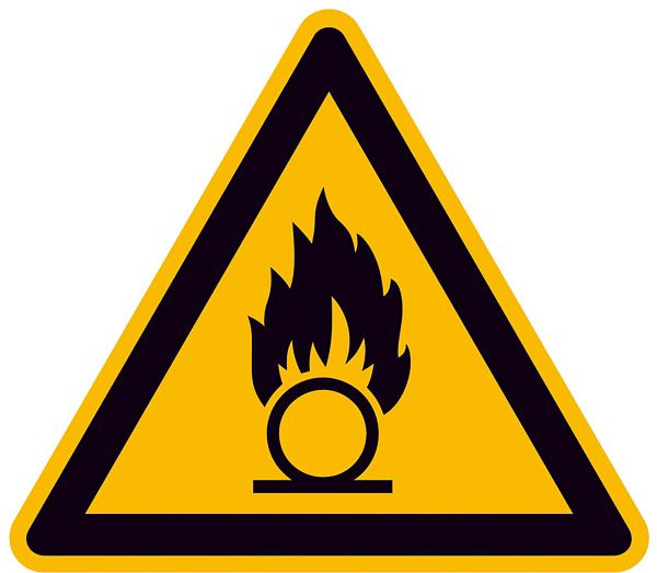 SafetyMarking Warnschild, Warnung vor brandfördernden Stoffen, Länge 10 cm, Folie, selbstklebend, 21.A1005