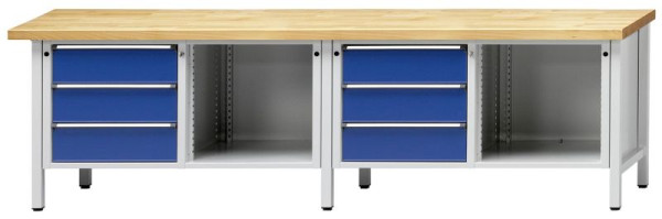 ANKE Werkbänke Kastenwerkbank, Modell 103 V, 2800 x 700 x 850 mm, RAL 7035/5010, KSP 50 mm, 301.306