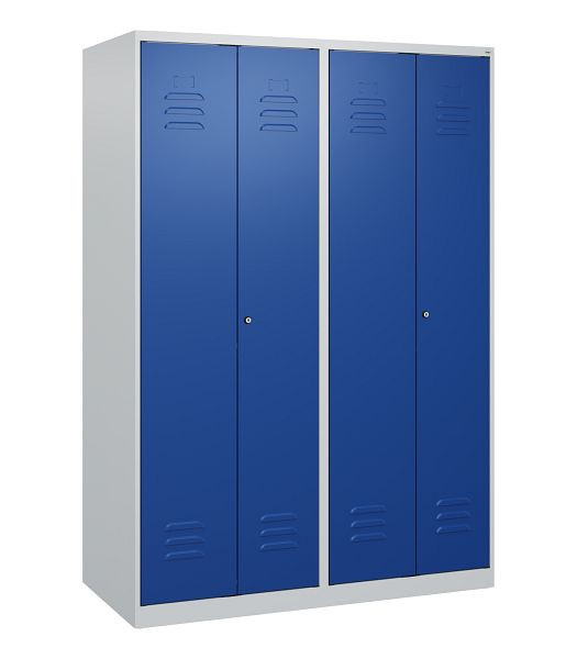 C+P Umkleidespind Classic PLUS SW, 4 Abteile, 1700x1200x500mm, 7035/5010, Zylinderschlösser, 0800027-40 S10016