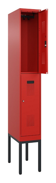 C+P Doppelstock-Spind Evolo PLUS, Gestell, 2 Fächer, 2120x300x500mm, 3020/3020, Zylinderschloss, 0493307-10 S10052