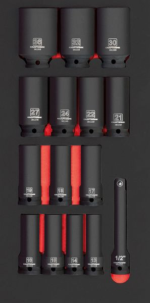 Kraftwerk PRO LINE EVA Schlag-Steckschlüssel-Einlage 1/2"lang 15-tlg. 20x40, 105.401.029