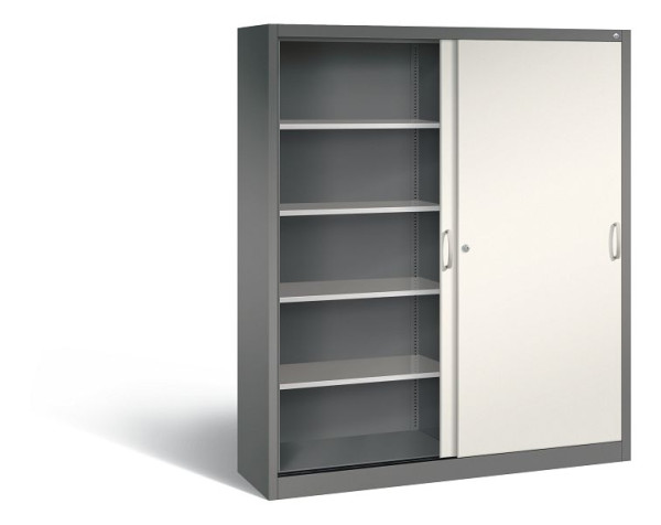 C+P Schiebetürenschrank Acurado, H1950xB1600xT400mm, Farbe: Vulkangrau / Perlweiß, Bügelgriff, 5 OH, 2140-00 S10183