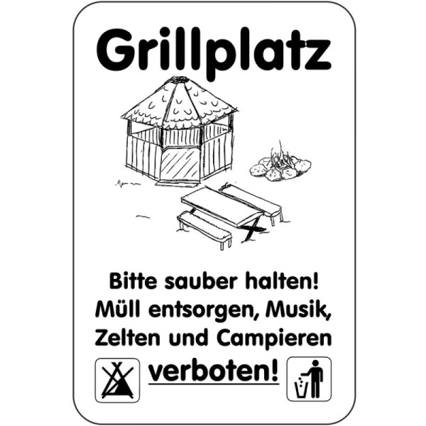 Stein HGS Sonderschild, Grillplatz, Bitte sauber halten!, Müll entsorgen, 400 x 600 mm, 15033