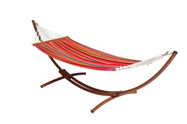 Merxx Schiffshängematte, Hängematte aus Polyester, Gestell in Holzoptik, Alumiuniumgestell, 26904-910