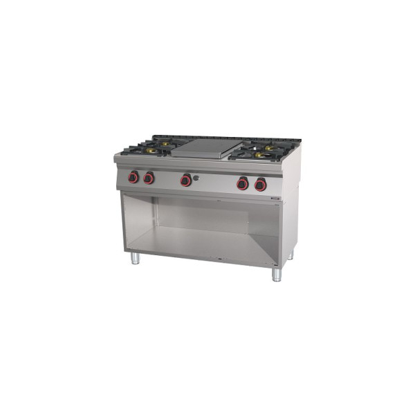 Casselin Gasherd 4 Kochstellen + 1 Coup de Feu-Platte mit Unterbau 120 - Linie 700, C7FOG4F1P120S