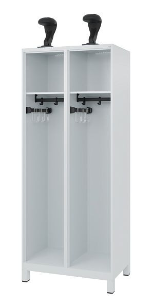 C+P Feuerwehrspind Evolo, Modell EXPERT, 2 Abteile, H1850B800T500 mm, Lichtgrau, Füße, 0491015-22 S10006