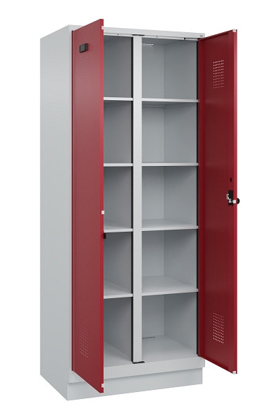 C+P Wäsche-Spind Evolo PLUS, mit Sockel, 2 Abteile, 1950x800x500mm, 7035/3003, Verschluss Drehriegel, 049022-22B S10004