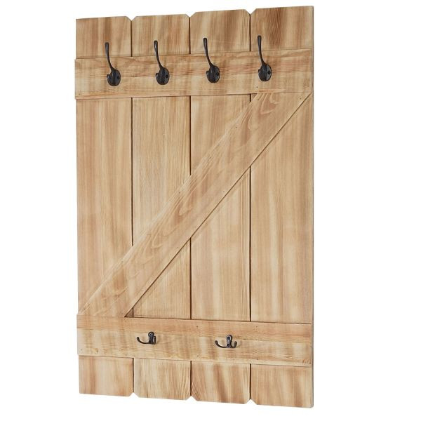Mendler Tassenhalter HWC-D13, Hängeregal Tassenbrett Wandboard, 6 Haken 91x60cm, Kiefer, 44785