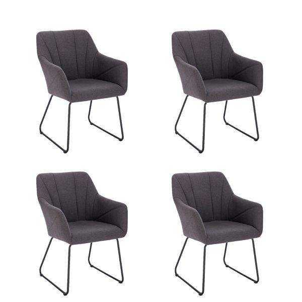 HOME DELUXE Armlehnenstuhl 4er Set PAKU – Webstoff Anthrazit, 50881