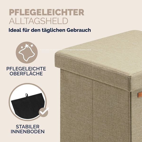 casaria Sitzhocker 2er-Set Beige 38x38x38cm faltbar, 996954