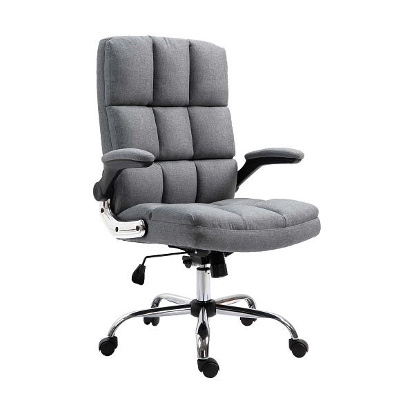 Mendler Bürostuhl HWC-J21, Chefsessel Drehstuhl Schreibtischstuhl, höhenverstellbar, Stoff/Textil grau, 75495