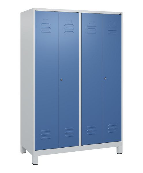 C+P Umkleidespind Classic PLUS, Doppel-Spind, Füße, 4 Abteile, 1800x1200x500mm, 7035/5023, Zylinderschlösser, 0800127-40P S10020