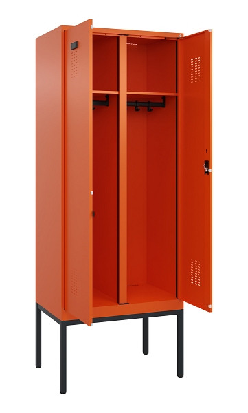 C+P Schwarz-Weiß-Spind Evolo PLUS, Gestell, 2 Abteile, 2120x800x500mm, 2004/2004, Zylinderschloss, 0490327-22 S10050