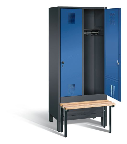C+P Garderobenschrank Evolo, H1850xB810xT815mm, Farbe: Schwarzgrau / Enzianblau, 48030-22 S10058