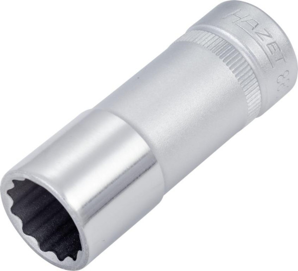 Hazet Steckschlüsseleinsatz, Doppelsechskant, Vierkant hohl 10 mm (3/8 Zoll), 14 mm, Lange Ausführung Mit Rändelung, 880TZ-14