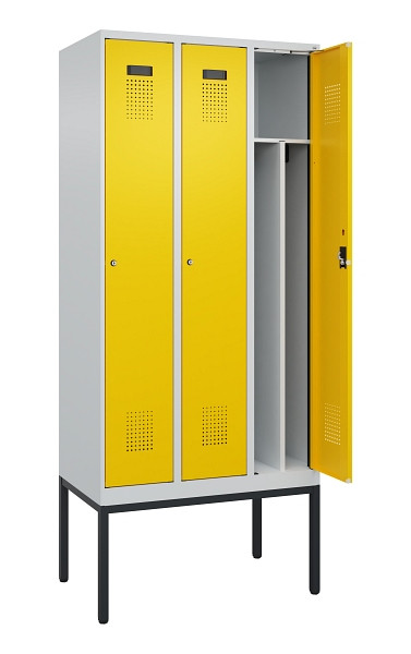 C+P Spind Evolo PLUS, Gestell, 3 Abteile, 2120x900x500mm, 7035/1023, Verschluss Zylinderschloss, 0490307-30F S10028