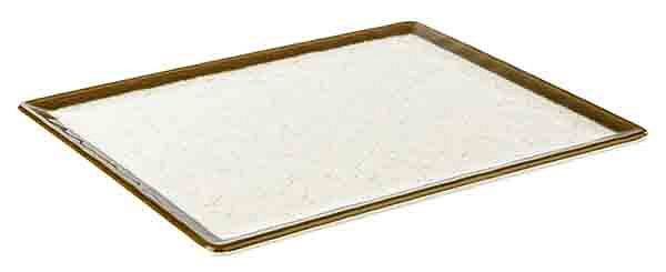 APS GN 1/2 Tablett -STONE ART-, 32,5 x 26,5 cm, Höhe: 1,5 cm, Melamin, innen: Dekor, weiß, Rand: braun, 84520