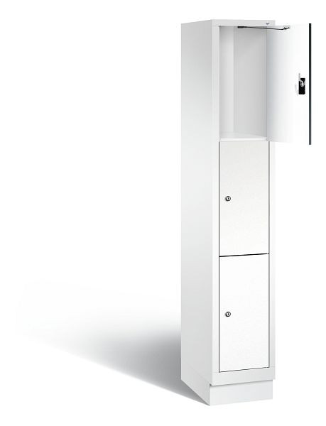 C+P Schließfachschrank Evolo, H1800xB320xT500mm, Farbe: Verkehrsweiß / Dekor Weiß, 48020-103 S10141