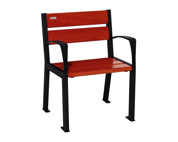 Procity Stuhl Silaos 5 Holzlatten, Mit Armlehne, Holz & Stahl, Mahagoni/RAL 9005, 209510.9005.ACAJ