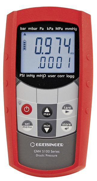 Greisinger GMH 5150 Wasserdichtes Druckhandmessgerät mit 1 Sensoranschluss, Analogausgang und Datenlogger, 600031