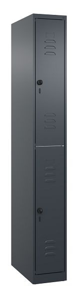 C+P Doppelstöckiger Spind Classic PLUS, 1850x250x500mm, 7016/7016, Drehriegel, 080300-19 S10010