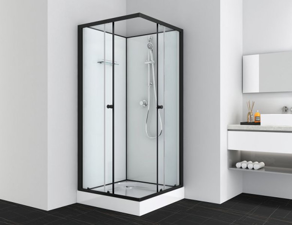 Sanotechnik Komplettduschkabine UNI 2 schwarz 90x90x203cm (Bausatz), PS15B