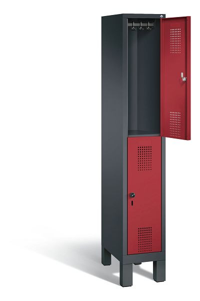 C+P Spind doppelstöckig Evolo, H1850xB320xT500mm, Farbe: Schwarzgrau / Rubinrot, 48310-10 S10098