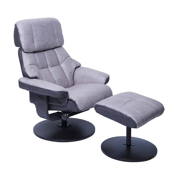 Mendler MCA Relaxsessel HWC-F21, Fernsehsessel Hocker, Stoff/Textil 110kg belastbar, grafit-hellgrau, 69309