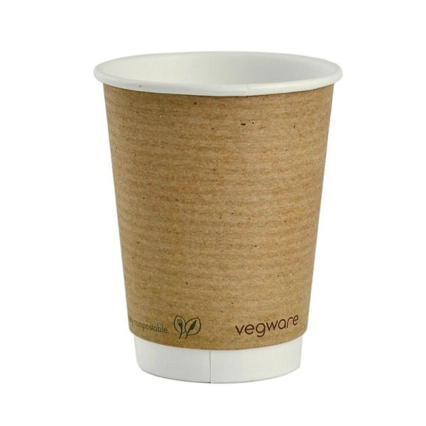 Vegware Kompostierbare doppelwandige Heißgetränkebecher 340ml, VE: 500 Stück, GH021