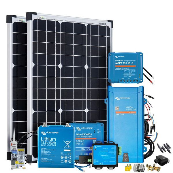 Offgridtec Mobil VeCore S 100W 640Wh Wohnmobil Solaranlage inkl. MultiPlus12/800/35 Wechselrichter, Batterieladegrät und Laderegler, 4-01-023895-005