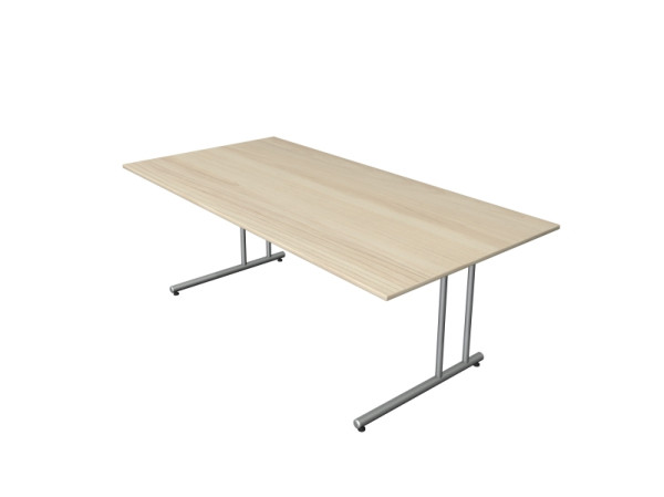 Kerkmann Schreibtisch start-up, extragroß, B 2000 x T 1000 x H 750 mm mit C-Fuß-Gestell in alusilber, Ahorn, 11434250