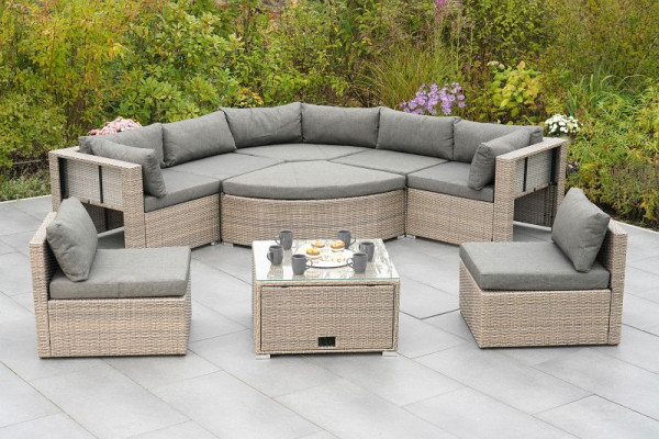 Merxx Rivello Set, Multifunktional, diverse Aufstellmöglichkeiten, inkl. Auflagen, Stahlgestell mit Kunststoffgeflecht, 28268-277