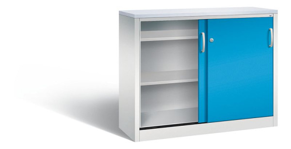C+P Sideboard mit Schiebetüren Acurado, H1000xB1200xT400mm, Farbe: Lichtgrau / Lichtblau, Bügelgriff, 2046-00 S10211