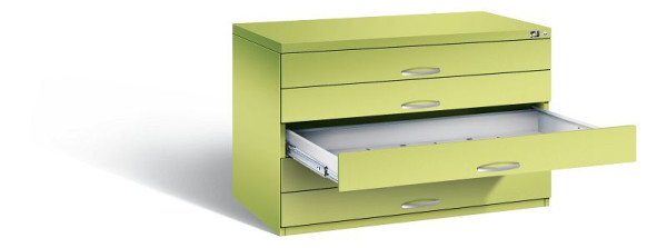 C+P Flachablageschrank Serie 7100_7200, H760xB1100xT765mm, Farbe: Viridingrün / Viridingrün, Bügelgriff, 7101-100 S10255