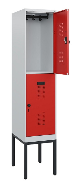 C+P Doppelstock-Spind Evolo PLUS, Gestell, 2 Fächer, 1950x400x500mm, 7035/3020, Drehriegel, 0493305-12 S10005