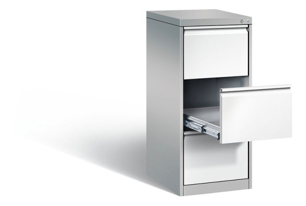 C+P Karteischrank Acurado, H1045xB433xT590mm, Farbe: Weißaluminium / Verkehrsweiß, Griffleiste, 12423-321 S10022