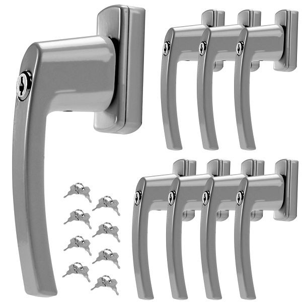 monzana Fenstergriff 10er-Set Silber abschließbar, 992355