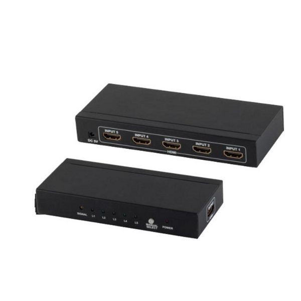 S-Conn HDMI Switch, 5x IN 1x OUT, 4K2K, 3D, Metallgehäuse, VER1.4, 05-02005