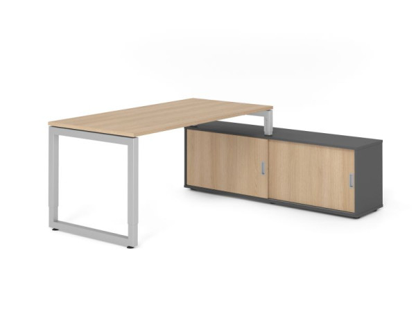 Hammerbacher Aufsatz-Schreibtisch RSE16, 160x80cm, Platte: Eiche, 25mm dick, Rahmen Silber, höheneinstellbar, Ahorn, SB/E/S/G/E, VRSE16SB/E/S/G/E