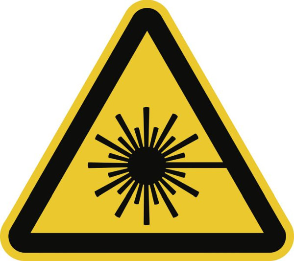 Moedel Warnung vor Laserstrahl ISO 7010, Folie, 200 mm Seitenlänge, 59758