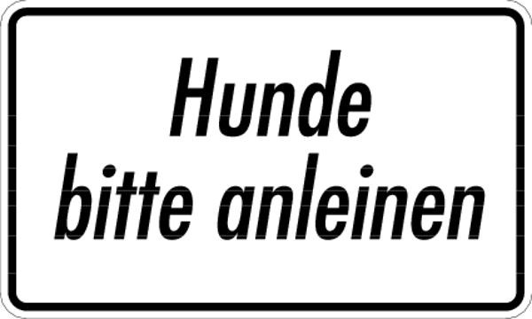 Schilder Klar Grundstücksbeschilderung Hunde anleinen, 200x120x0.45 mm Aluminium geprägt, 64/51