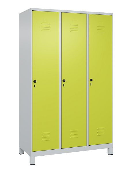 C+P Umkleidespind Classic PLUS, Füße, 3 Abteile, 1950x1200x500mm, 7035/0024, Drehriegel, 080010-32 S10010