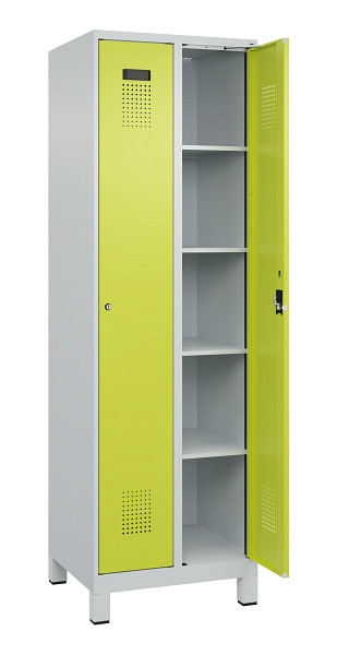 C+P Wäsche-Spind Evolo PLUS, mit Füßen, 2 Abteile, 1950x600x500mm, 7035/0024, Verschluss Zylinderschloss, Ablageböden 8, 049010-20B S10042