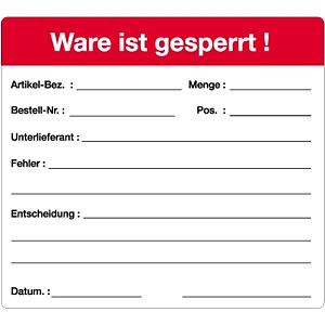 Moedel Ware ist gesperrt!, Papier, 100x90 mm, VE: 500 Stück /Rolle, 55319