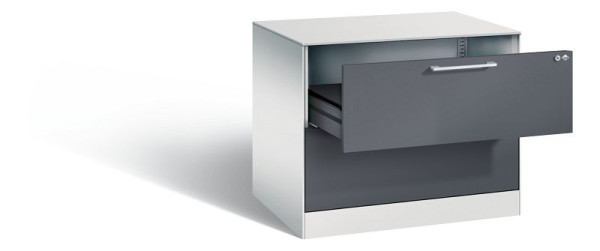 C+P Karteischrank Asisto, H710xB800xT600mm, Farbe: Lichtgrau / Schwarzgrau, Bügelgriff, 146273-222 S10038
